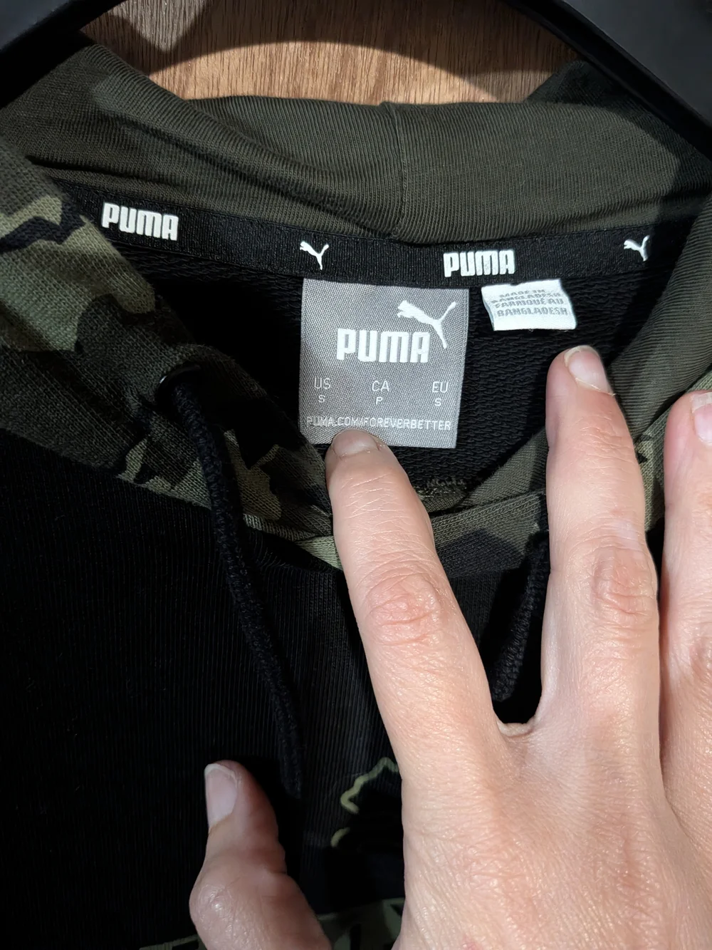 Puma Black Pullover Hoodie with Olive Camo Hood